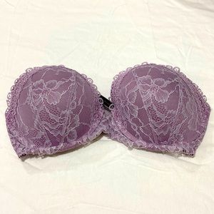 Victoria’s Secret Strapless Purple Lace Bra Women Size 34DD